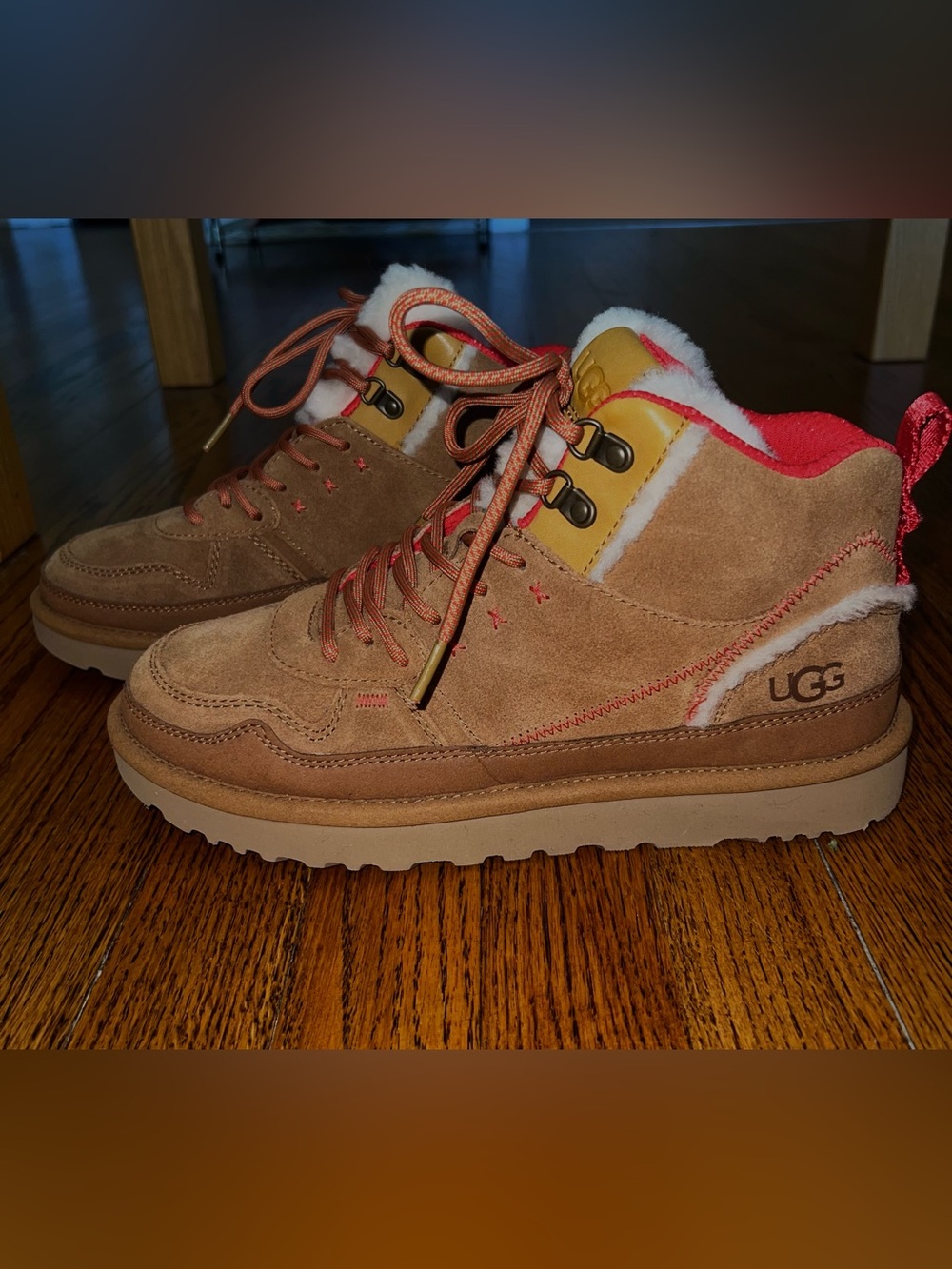 Ugg Highland Hi Heritage Suede in “Chestnut/ Fiery Red (CFRS)” (new)